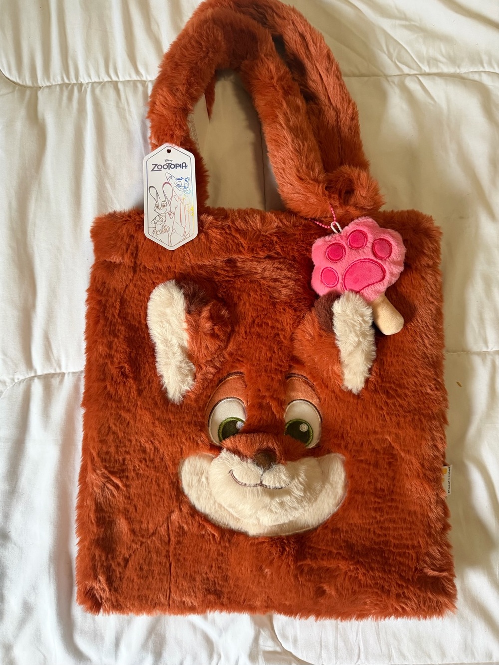 Topia Kids Plush Fox Tote Bag in Rust Orange